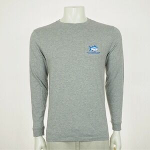 Southern Tide USA Tee Shirt Mens Small Heather Gray I Fish United States US Flag